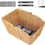 Rear Bike Basket Woven Basket Large Capacity Rear Bike Rack Basket with Installation Tools for Storage Universal Fit Rear Bike Rack