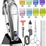 oneisall Dog Grooming Clippers for Thick Heavy Coats,Low Noise Cordless Dog Grooming Kit with Metal Blades, All Stainless Steel, 2 Speeds