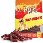 Jungle Calling Beef Sausage Dog Treats, Slow Roasted Beef Jerky Dog Training Treats, Grain-Free Soft Treats for Small and Medium Dogs, 10.6 oz