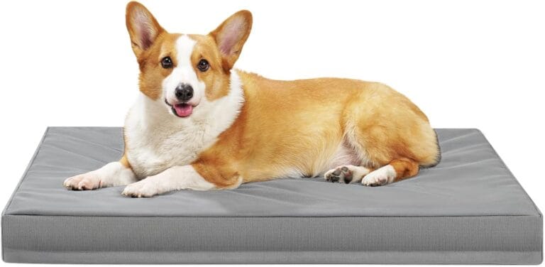 Indestructible Dog Beds for Large Dogs, Orthopedic Memory Foam Pet Bed with Oxford Fabric, Waterproof Outdoor Dog Bed for Kennel with Washable Cover and Non-Slip Bottom, 36''x27'', Grey