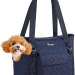 Pawaboo Dog Purse Carrier for Small Dogs with Pocket, Lightweight Dogs and Puppies Tote Bag Carrier, Dog Carriers Soft Sided for Puppy Cat Rabbit, Shopping Travel Puppy Carriers Under 11 LBS,Navy Blue