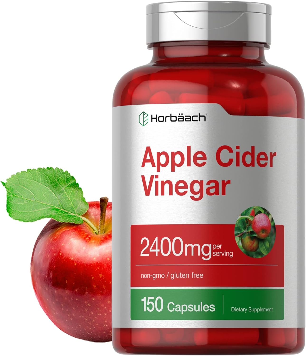 Horbach Apple Cider Vinegar Capsules | 2400mg | 150 Count | Non-GMO, Gluten Free Supplement Horbach Apple Cider Vinegar Capsules | 2400mg | 150 Count | Non-GMO, Gluten Free Supplement