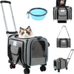 Pet Carrier Airline Approved, Expandable Pet Cat Carriers with Wheels for Dogs, Airline Approved Cat Dog Carrier, TSA Approved Pet Carrier In Cabin, Pet Dog Cat Carrier Soft, Cat Travel Carriers(Grey)