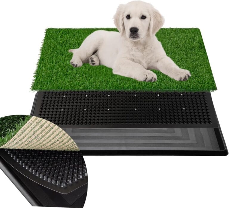 FluffyDream Artificial Grass for Dog Potty  16 x 20 inch,Strong Absorbency Grass Pad with Tray, Dog Potty Training Pad Litter Box with Grass