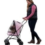 Pet Gear Travel Lite Plus Stroller, Compact, Easy Fold, No Assembly Required, Large Wheels for Cats and Dogs up to 15 pounds, Light Pink