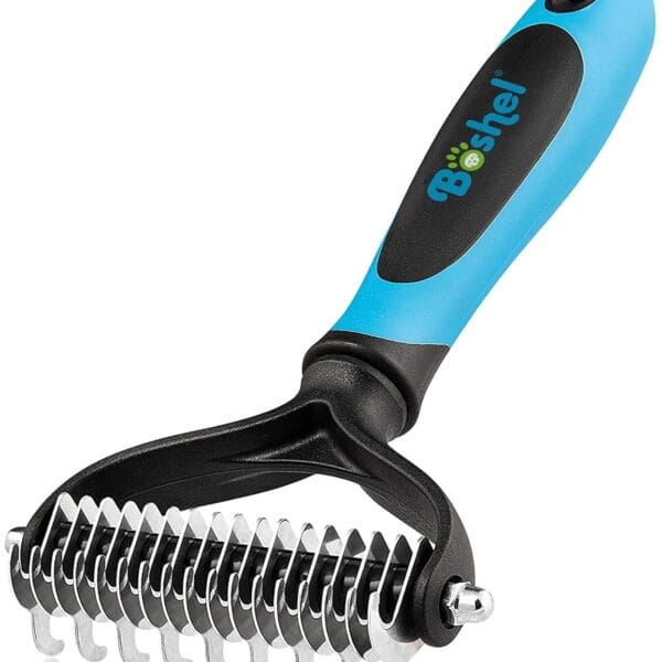 BOSHEL Dematting Comb for Dogs - Undercoat Rake for Dogs, Cat Deshedding Tool, Rake Brush Dematting Tool, Dog Undercoat Brush, Dematting Comb for Cats, Dog Hair Mat Remover, Dematting Brush for Pets
