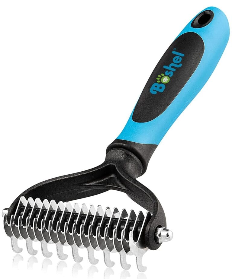 BOSHEL Dematting Comb for Dogs - Undercoat Rake for Dogs, Cat Deshedding Tool, Rake Brush Dematting Tool, Dog Undercoat Brush, Dematting Comb for Cats, Dog Hair Mat Remover, Dematting Brush for Pets