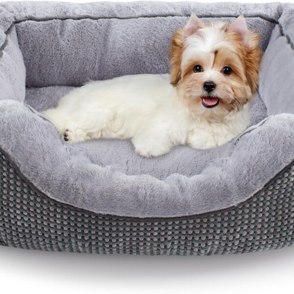 INVENHO Dog Bed for Small Dogs - Washable, Orthopedic, Calming & Warming - Durable Pet Bed with Anti-Slip Bottom (25"x21"x8")