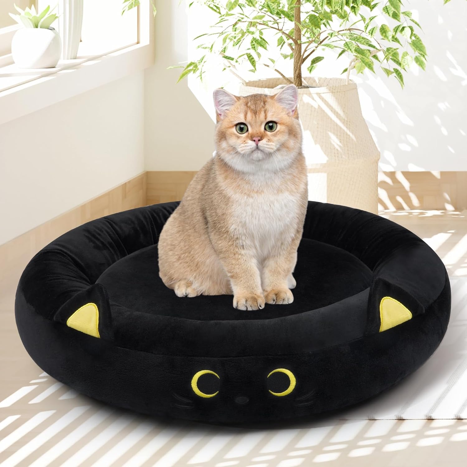 Black Cat Bed Calming Dog Bed, Cute Dog Bed for Medium Dogs, Soft Pet Bed for Small Dog & Cat, Durable Dog Bed Round Cat Bed Washable Plush Dog BedBlack Cat Shape Black Cat Bed Calming Dog Bed, Cute Dog Bed for Medium Dogs, Soft Pet Bed for Small Dog & Cat, Durable Dog Bed Round Cat Bed Washable Plush Dog BedBlack Cat Shape