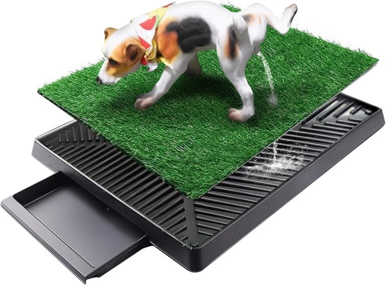Dog Grass Pad with Tray, Artificial Turf Dog Grass Pee Pad Potty Training for Indoor Outdoor Use, Washable Replacement Potty Mat for Puppy and Small Pet, 20 inch x 25 inch