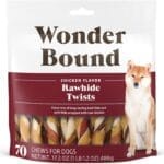 Amazon Brand - Wonder Bound Chicken Flavor Dog Rawhide Twist Sticks, 70 Count, 1.08 pound (Pack of 1)