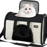 Zavothy Collapsible TSA Approved Pet Carrier for Cats & Dogs (Up to 15 Lbs, 16.54"x11.42"x9.84")  Soft-Sided Airline Travel Carrier, White