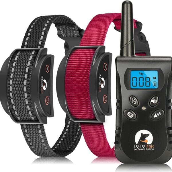 Paipaitek Vibrating Dog Collar, No Shock Dog Training Collar 2 Dogs, Deaf Dog Collars w/2 Receivers, Rechargeable & Waterproof, Up to 1600Ft Remote Range