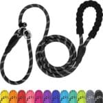 TagME Slip Leads for Dogs, 6 FT Heavy Duty Slip Leash with Padded Handle, Strong Rope No Pull Pet Training Leash for Medium Dogs,Black
