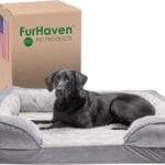 Furhaven Orthopedic Dog Bed for Large Dogs w/ Removable Bolsters & Washable Cover, For Dogs Up to 95 lbs - Plush & Velvet Waves Perfect Comfort Sofa - Granite Gray, Jumbo/XL