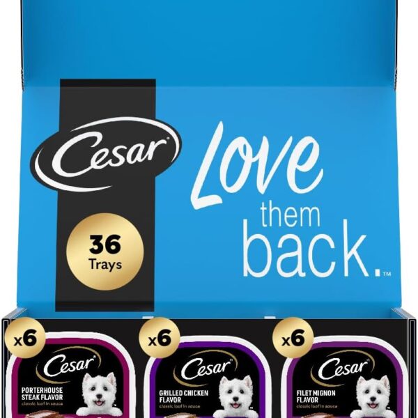Cesar Wet Dog Food Home Delights & Classic Loaf in Sauce, Variety Pack, 3.5 oz. 36 Count