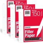 KAISA Filler Paper Loose Leaf Paper, Wide Ruled Paper, 8"x10-1/2", 3-Hole Punched Binder Paper For 3-Ring Binders,150 Sheets/pack 3Pack, F15001W