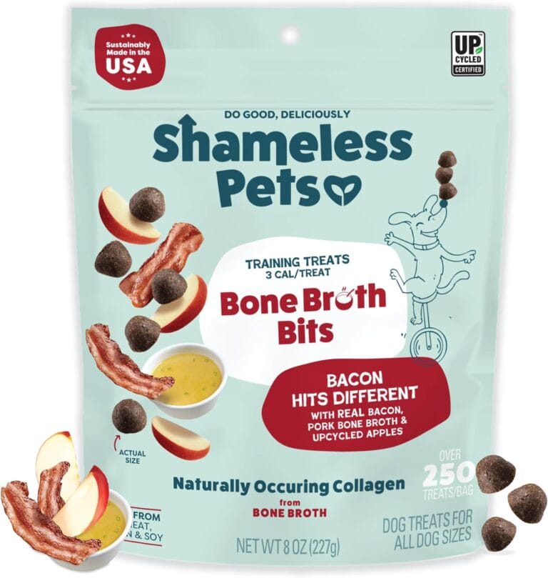 Shameless Pets Bone Broth Dog Training Treats  Soft, Natural Puppy & Dog Treats with Collagen  Healthy, Low-Calorie Training Chews for Small, Medium & Large Dogs - 8 oz (Pack of 1)