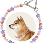 Hosiwei Designer Beaded Martingale Dog Collar - Adjustable No-Slip Pink Purple Lavender Jeweled Collar Necklace for Medium Large Girl Dogs, Handmade Fashion Jewelry Accessories for Spoiled Pup