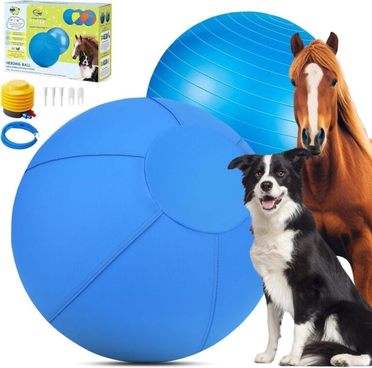 Herding Ball for Dogs and Horses,18" Jolly Ball for Dogs, Dog Herding Balls for Australian/German Shepherd, Improved Bite-Resistant, Agility Training Equipment Reinforced Sewing Dog Toys - Blue Medium