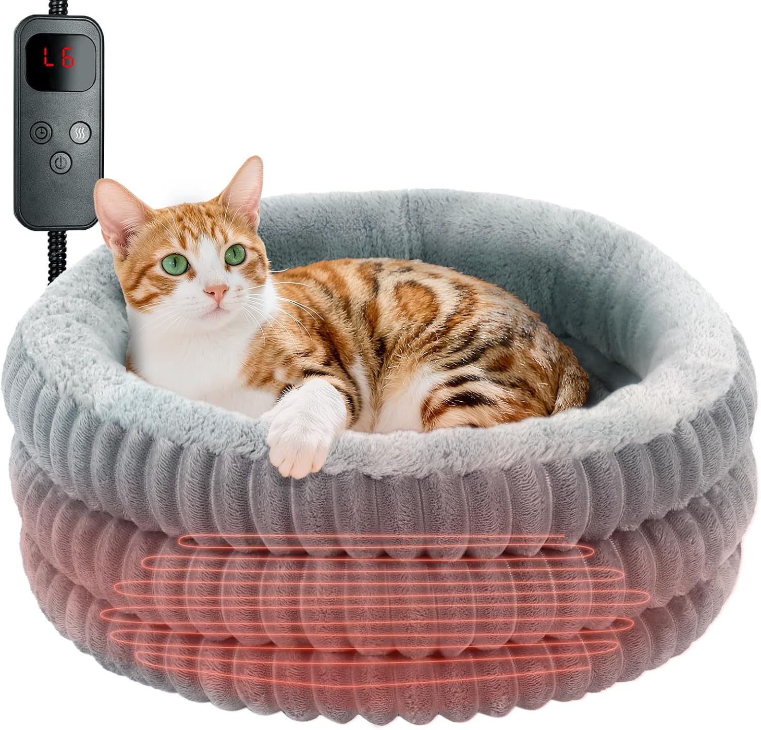 Heated Cat Bed Indoor, 20" Round Donut Deep Sleep Calming Heated Pet Beds for Cats and Small Dogs, Comfort Electric Thermal Cat Warming Bed with Adjustable Heating Pad, Washable and Indoor Use Heated Cat Bed Indoor, 20" Round Donut Deep Sleep Calming Heated Pet Beds for Cats and Small Dogs, Comfort Electric Thermal Cat Warming Bed with Adjustable Heating Pad, Washable and Indoor Use