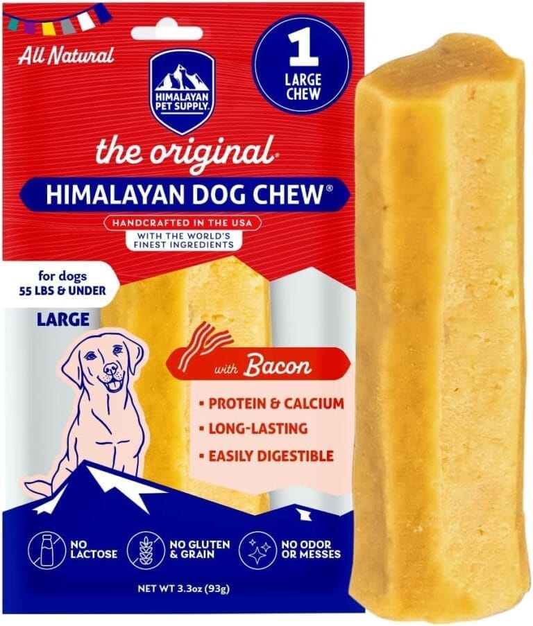 Himalayan Dog Chew Original Yak Cheese Chew, Bacon, 1 Large Stick, 3.3 oz, Gluten Free, Healthy Treats, Grain & Lactose Free 100% Natural, Long Lasting Chews for s Under 55 lbs