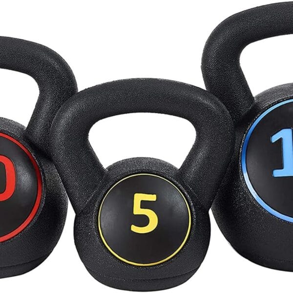 BalanceFrom Vinyl Kettlebell Set, 30/45/50/75 Pound Options Cement-Filled Strength Training Weights with Ergonomic Grip and Color Coding for Full Body Fitness at Home or Gym