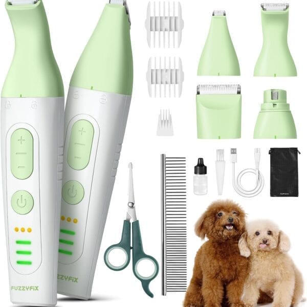 Dog Grooming Kit, 4 in 1 Pet Clippers for Grooming Supplies, Cordless Dog Paw Trimmer Nail Grinder, Professional Long Hair Shaver for Matted Hair Cat Small Dogs Thick Coats