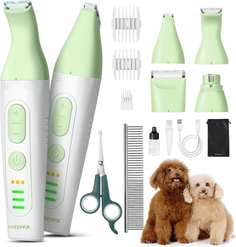 Dog Grooming Kit, 4 in 1 Pet Clippers for Grooming Supplies, Cordless Dog Paw Trimmer Nail Grinder, Professional Long Hair Shaver for Matted Hair Cat Small Dogs Thick Coats