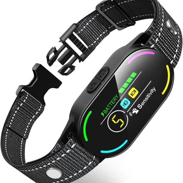 Dog Bark Collar, Rechargeable Smart Collar, with 4 Adjustable Modes Beep Vibration and 5 Adjustable Sensitivities, Bark Collar for Large Medium Small Dogs (Black)