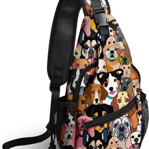 Yrebyou Colorful Dog Sling Bag Travel Crossbody Backpack Shoulder Daypack Hiking chest Pack for Women Lightweight Waterproof Adjustable Outdoor Workout