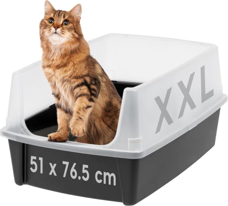 IRIS USA XX-Large Cat Litter Box, Open Top Extra Large Litter Box for Big Cats and Multi-Cat Households, High Sided Scatter Shield, Easy to Clean, 30"L x 20"W x 14"H, Black