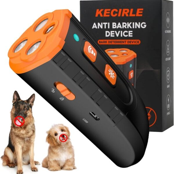 Dog Bark Deterrent Device, Anti Barking Device Bark Button for Dogs with 3X Ultrasonic Silencer, Stopping Own or Neighbor's Dog Barking, Dog Behavior Training, Safe, Rechargeable, Indoor Outdoor
