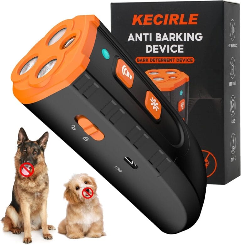 Dog Bark Deterrent Device, Anti Barking Device Bark Button for Dogs with 3X Ultrasonic Silencer, Stopping Own or Neighbor's Dog Barking, Dog Behavior Training, Safe, Rechargeable, Indoor Outdoor
