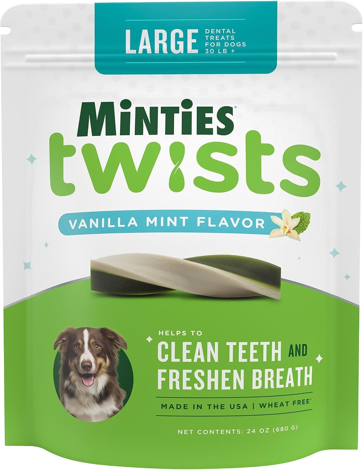 Minties Twists VetIQ Dog Dental Bone Treats, Dental Chews for Medium/Large Dogs (Over 40 Lbs), 40 Count Minties Twists VetIQ Dog Dental Bone Treats, Dental Chews for Medium/Large Dogs (Over 40 Lbs), 40 Count
