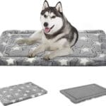 EMPSIGN Dog Crate Pad - Reversible Kennel Mat (Cool & Warm), Machine Washable, Cozy Star Pattern Sleeping Pad for Small Medium Large Dogs, All-Season Pet Bed, Suitable for 36"x24" Dog Crate, Grey