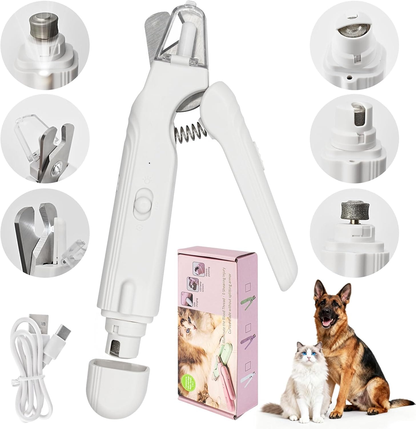 2-in-1 Led Cat Dog Nail Clipper & Nail Grinder with Lights,Rechargeable Pet Nail Trimmers with Nail File,Protective Guard,Quick Sensor,Pet Claw Clippers for Medium Small Dogs Cats Rabbits 2-in-1 Led Cat Dog Nail Clipper & Nail Grinder with Lights,Rechargeable Pet Nail Trimmers with Nail File,Protective Guard,Quick Sensor,Pet Claw Clippers for Medium Small Dogs Cats Rabbits