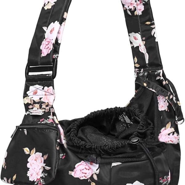 Petmolico Pet Dog Sling Carrier, Hands Free Breathable Mesh Adjustable Dog Cat Puppy Bag with Zipper Pocket for Daily Walk, Travel Outdoor Activity and Weekend Adventure, Pink Rose