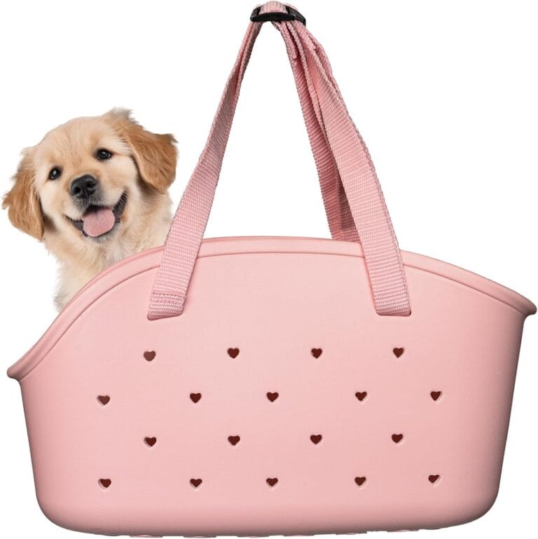 EVA Cat & Dog Carrier - Breathable Mesh-Top with Ventilated Panels, Waterproof & Sand-Proof, 17 x 9.5 x 6 inches for Pets Up to 33lbs, Lightweight Design for Beach & Outings (Pink)
