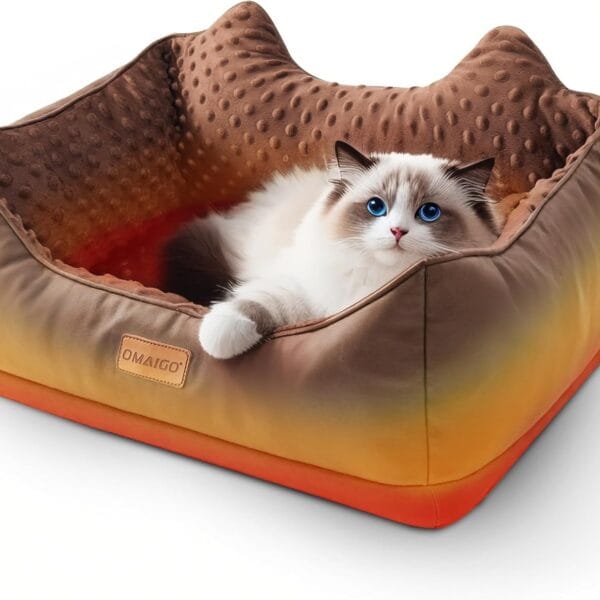 Heated Cat Bed Indoor - Heated Dog Bed with Auto Temperature Control, Thermo-Snuggle Cup Bomber Soft Pet Bed for Large Cats & Small Dogs, Machine Washable, Waterproof Heated Pad, Safety Listed - Gray