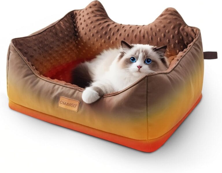 Heated Cat Bed Indoor - Heated Dog Bed with Auto Temperature Control, Thermo-Snuggle Cup Bomber Soft Pet Bed for Large Cats & Small Dogs, Machine Washable, Waterproof Heated Pad, Safety Listed - Gray