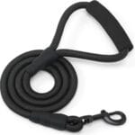 Mile High Life Comfortable Padded Handle Dog Leash - Heavy Duty 4 Feet Black Nylon Rope