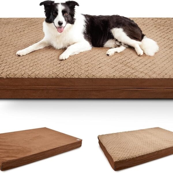 Sytopia Washable Indestructible 44" Dog Bed for Large Dogs  Double-Sided Plush, Chew Proof, Waterproof, Thick Orthopedic Support, Durable Multi- Size Comfort Clearance Indoor Flat Dog Bed