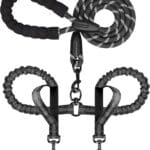 Double Dog Leash for Two Dogs, Heavy Duty Adjustable No Tangle, Bungee Retractable Split Multiple Leash for Walking 2 Dogs, 5.5FT-1/2, Black
