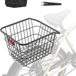 VEVOR Rear Bike Basket, Metal Wire Bicycle Basket with Reflective Tail Light & Waterproof Cover, Durable Bike Back Basket, Fits to Most Rear Bike Racks