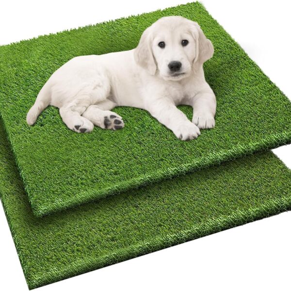 2 Pack 26"x30" Dog Grass Pee Pads, Reusable Artificial Grass Turf Rug for Puppy & Cats, Washable Fake Grass Mat Dog Pee Pad Replacement Outdoor Indoor Potty Training Pads with Drainage Holes