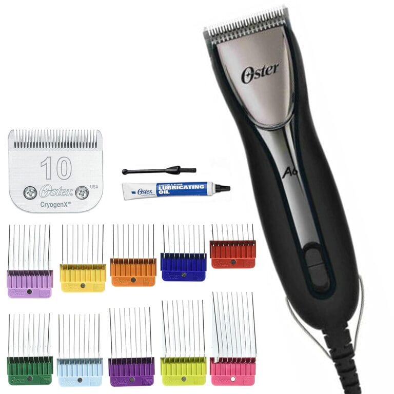 Oster Powerful A6 Slim Heavy Duty 3 Speed Pro Grooming Clippers Includes #10 Blade 10-Piece Stainless Steel Pet Clipper Guide Comb Kit