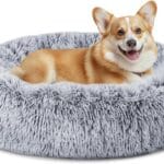 ELSKER&HOME Calming Dog Bed,Donut Washable Warming Soft Round 30 inches Dog Beds for Medium Dogs,Anti-Anxiety Fluffy Plush Cushion Bed Fits up to 45 lbs Pets,Gradient Blue