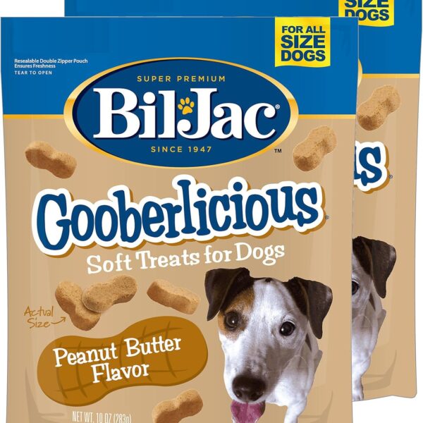 Bil-Jac Gooberlicious Soft Treats for Dogs, Peanut Butter Flavor, Made with Real Chicken Liver, 10oz (2-Pack)