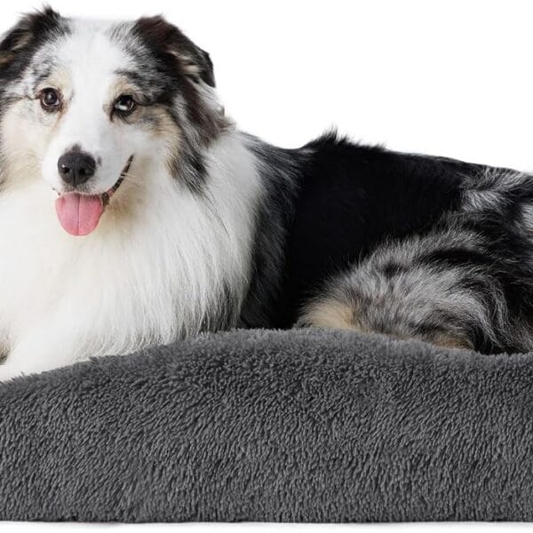 Bedsure Washable Extra Large Dog Bed for Crate, Faux Fur Dog Crate Pad for Large Breed, Plush Soft Comfort Dogs Sleeping Mat, Anti-Slip Pet Kennel Pad, 41" x 29", Dark Grey